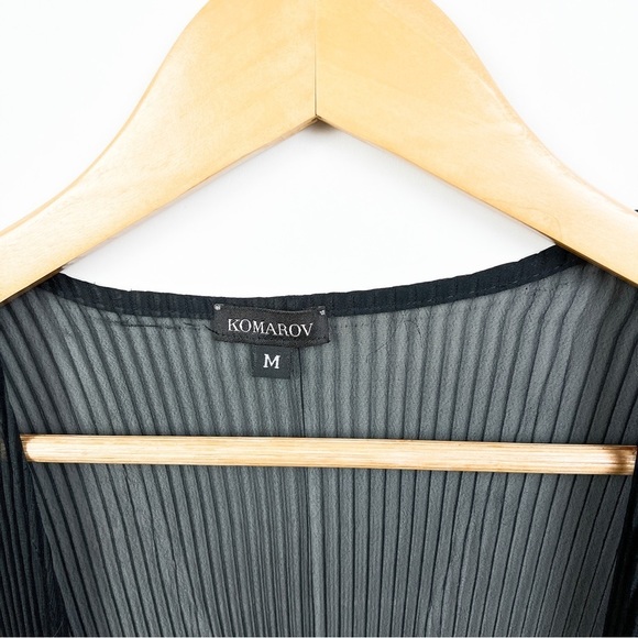 Komarov sheer black gray color block pleated plisse jacket accordion pleat M - Picture 4 of 7